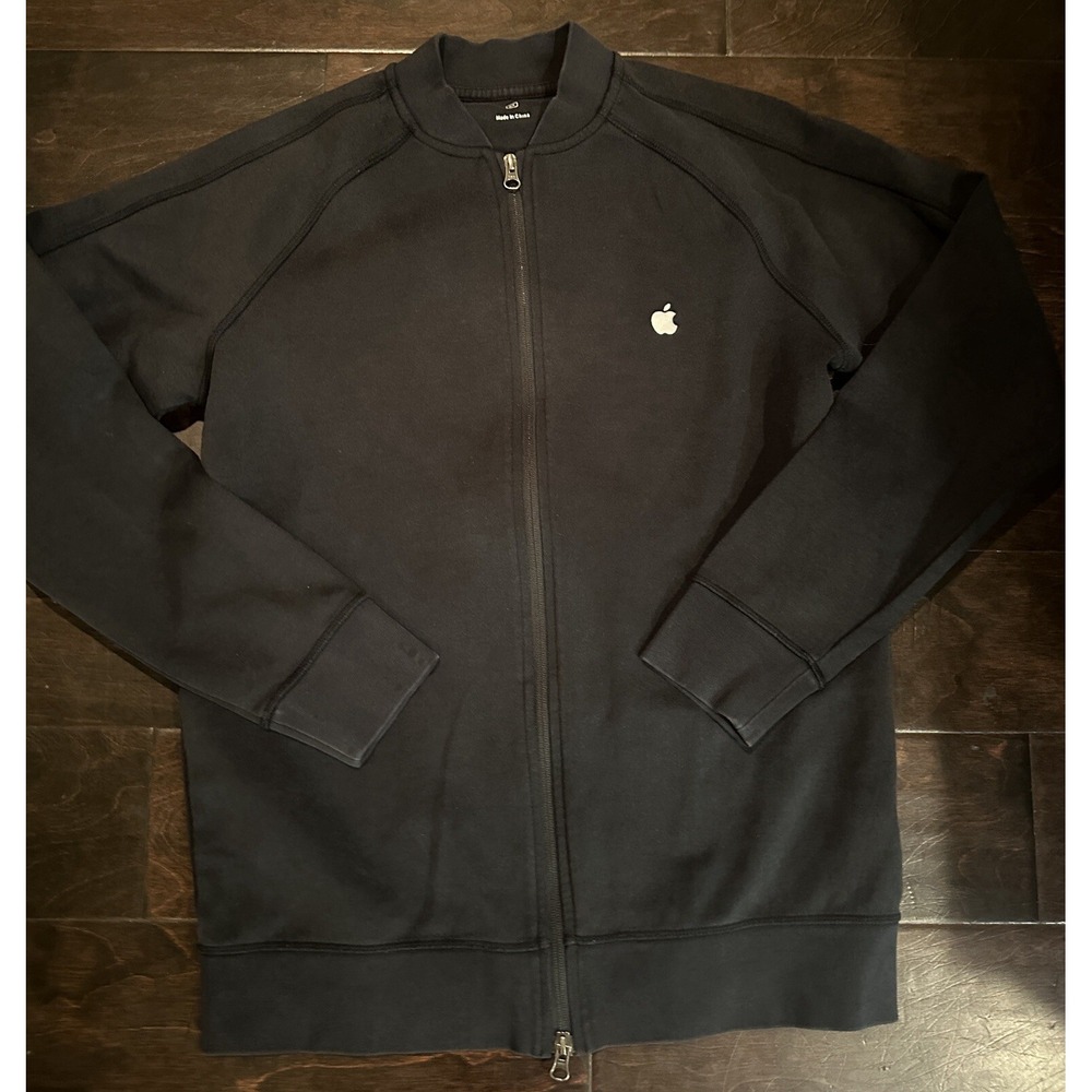 Apple Store Logo Employee Track Jacket Medium Black Full Zip Sweatshirt Mens M